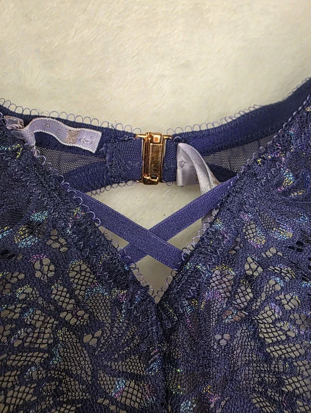 NWOT Savage X Fenty Metallic Lace Teddy Neon Butterfly Shade Grape Size 2X.